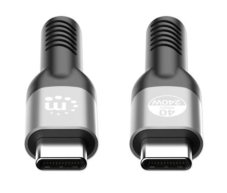 Manhattan USB-C to USB-C Cable (240W), 1m, Male to Male, Black, Thunderbolt 4, 40 Gbps (USB4 Gen 3x2), Extended Power Range (EPR) charging up to 240W (Note additional USB-C 240W wall charger needed), Backwards compatible to Thunderbolt 3, Lifetime Warrant