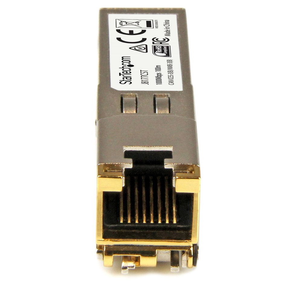 StarTech.com HP J8177C Compatible SFP Transceiver Module - 1000BASE-T~HPE J8177C Compatible SFP Module - 1000BASE-T - SFP to RJ45 Cat6/Cat5e - 1GE Gigabit Ethernet SFP - RJ-45 100m - HPE 1810, 1820, 2530