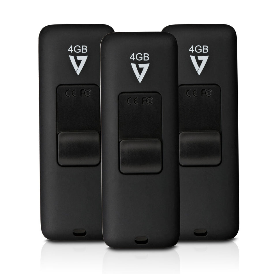 V7 VF24GAR-3PK-3E USB flash drive 4 GB USB Type-A 2.0 Black