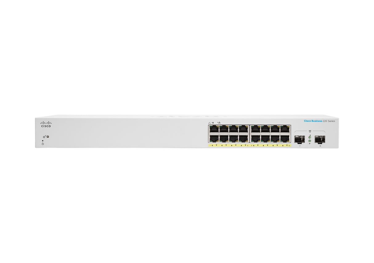 Cisco Business CBS220-16P-2G Smart Switch | 16 Port GE | PoE | 2x1G SFP | 3-Year Limited Hardware Warranty (CBS220-16P-2G-UK)