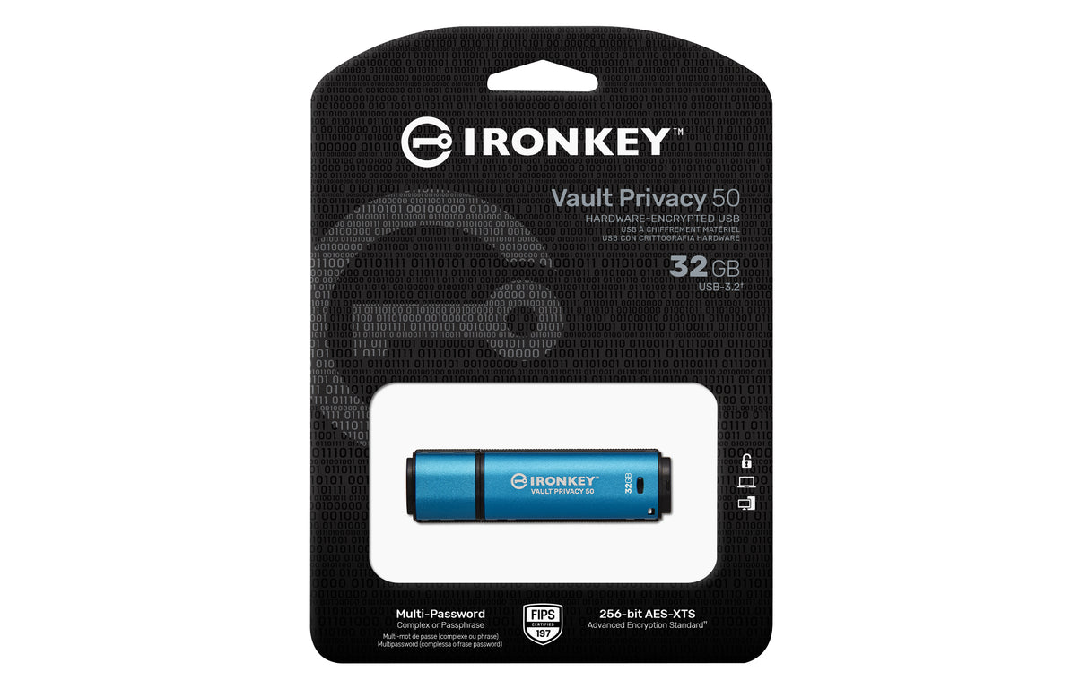 Kingston Technology IronKey 32GB Vault Privacy 50 AES-256 Encrypted, FIPS 197