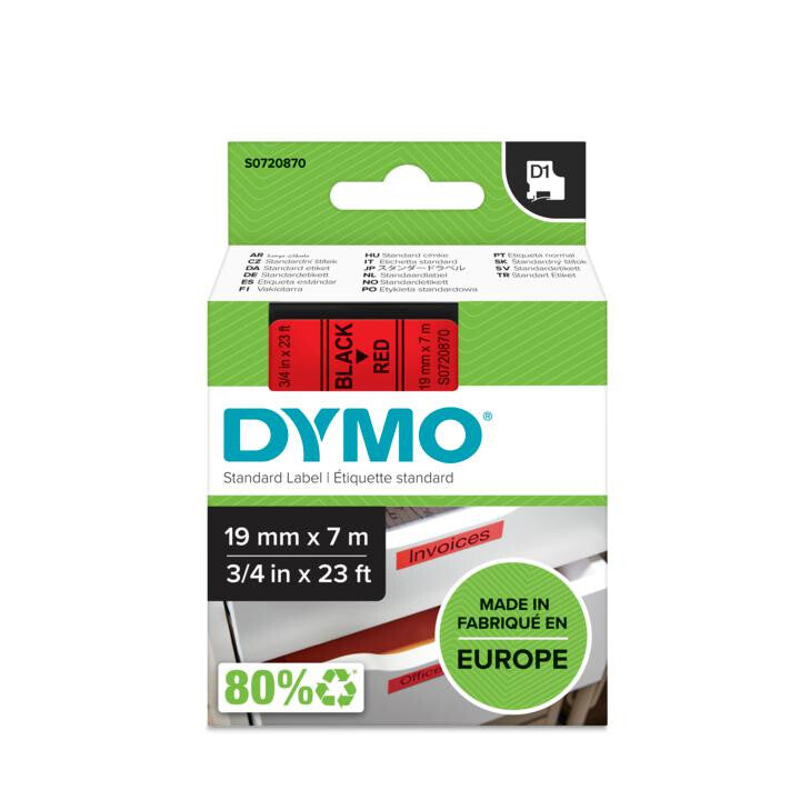 DYMO D1 Standard - Black on Red - 19mm