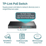 TP-Link 16-Port 10/100 Mbps + 2-Port Gigabit Rackmount PoE Switch with 16-Port PoE+