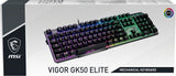 MSI VIGOR GK50 ELITE Mechanical Gaming Keyboard 'UK-Layout, KAILH Box-White Switches, Per Key RGB Light LED Backlit, Tactile, Floating Key Design, Water Resistant, Center'