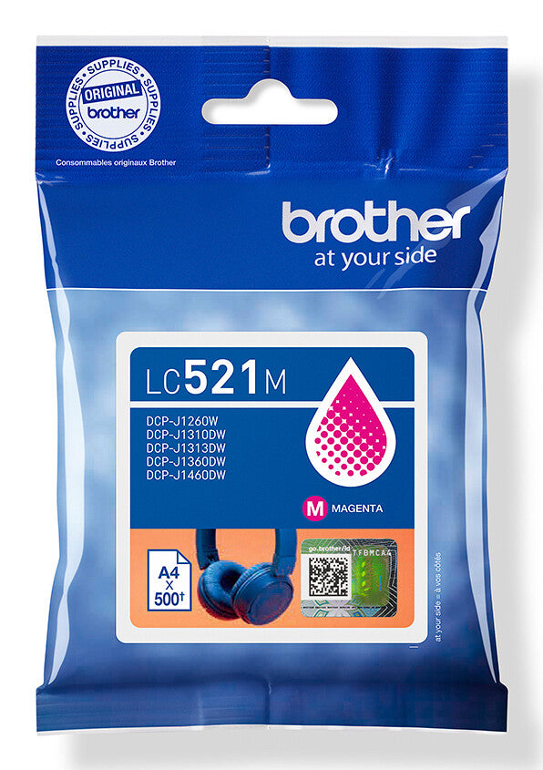 Brother LC521M Genuine Ink Cartridge - Magenta
