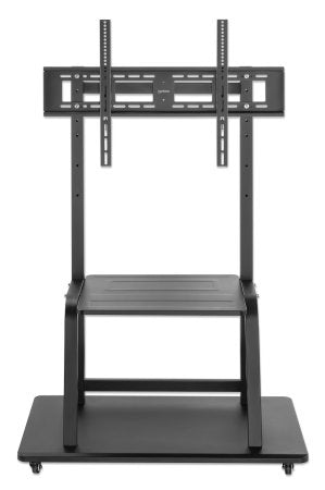 Manhattan TV & Monitor Mount, Trolley Stand, 1 screen, Screen Sizes: 37-100", Black, VESA 200x200 to 800x600mm, Max 150kg, Shelf and Base for Laptop or AV device, Height-adjustable to four levels: 862, 916, 970 and 1024mm, LFD, Lifetime Warranty