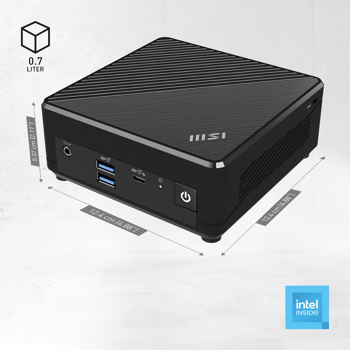 MSI Cubi N ADL Intel N200 Desktop PC, NUC, SFF, Mini Computer, HTPC, (4GB RAM, 128GB SSD, Windows 11 PRO), UHD Graphics/Type C/HDMI/DisplayPort/Dual LAN/WiFi 5/BT 5.1/VESA