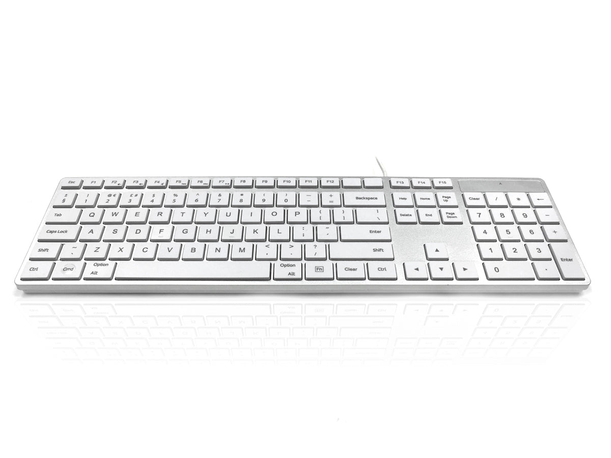 Accuratus 301 Mac keyboard Universal USB QWERTY UK English Silver, White