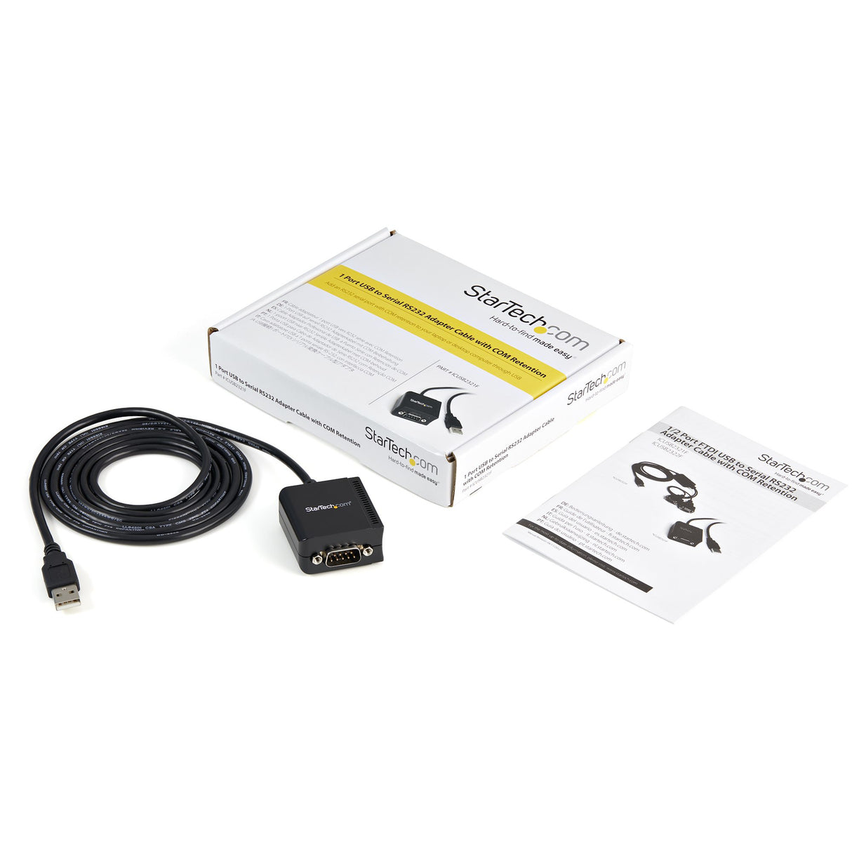 StarTech.com 1 Port FTDI USB to Serial RS232 Adapter Cable with COM Retention