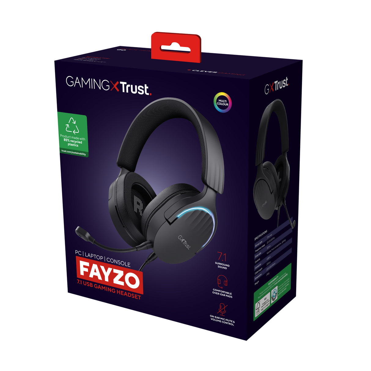 Trust GXT 490 FAYZO over-ear 7.1 USB-gamingheadset.