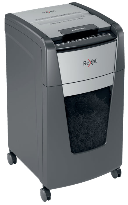 Rexel Optimum AutoFeed+ 300M paper shredder Micro-cut shredding 55 dB 23 cm Black, Silver