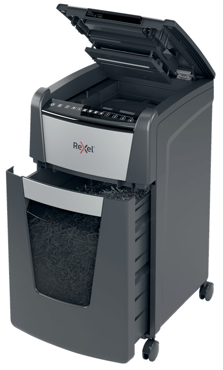 Rexel Optimum AutoFeed+ 300M paper shredder Micro-cut shredding 55 dB 23 cm Black, Silver