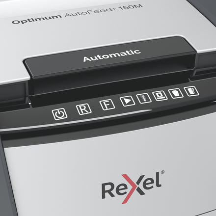 Rexel Optimum AutoFeed+ 150M paper shredder Micro-cut shredding 55 dB 22 cm Black, Silver