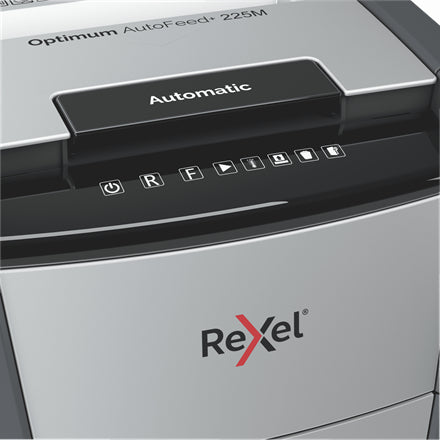 Rexel Optimum AutoFeed+ 225M paper shredder Micro-cut shredding 55 dB 23 cm Black, Silver