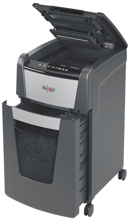 Rexel Optimum AutoFeed+ 225M paper shredder Micro-cut shredding 55 dB 23 cm Black, Silver