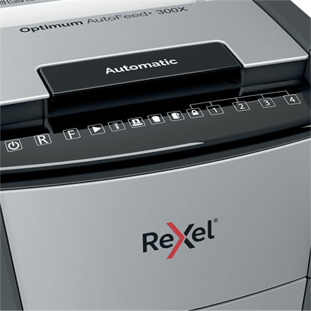 Rexel Optimum AutoFeed+ 300X paper shredder Cross shredding 55 dB 23 cm Black, Silver