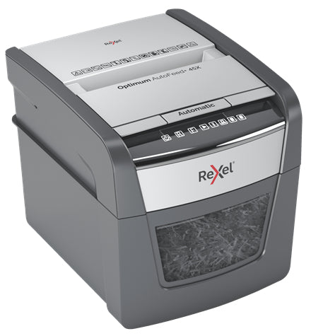 Rexel Optimum AutoFeed 45X paper shredder Cross shredding 55 dB 22 cm Black, Silver