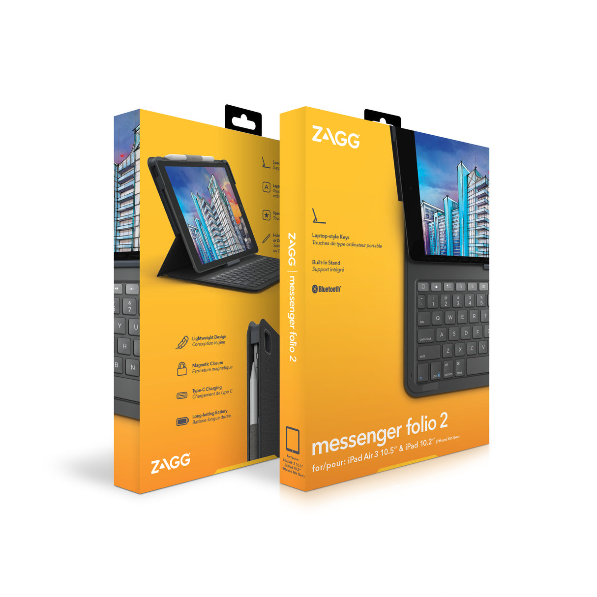 ZAGG Keyboard Messenger Folio 2-Apple-iPad 10.2/10.5-Charcoal-UK