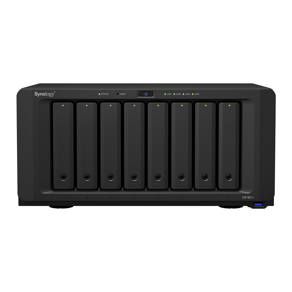 Synology DiskStation DS1821+ NAS Desktop Ryzen Embedded V1500B 4 GB DDR4 48 TB HDD DiskStation Manager Black