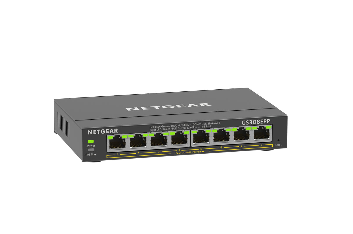 NETGEAR GS308EPP Managed L2/L3 Gigabit Ethernet (10/100/1000) Power over Ethernet (PoE) Black