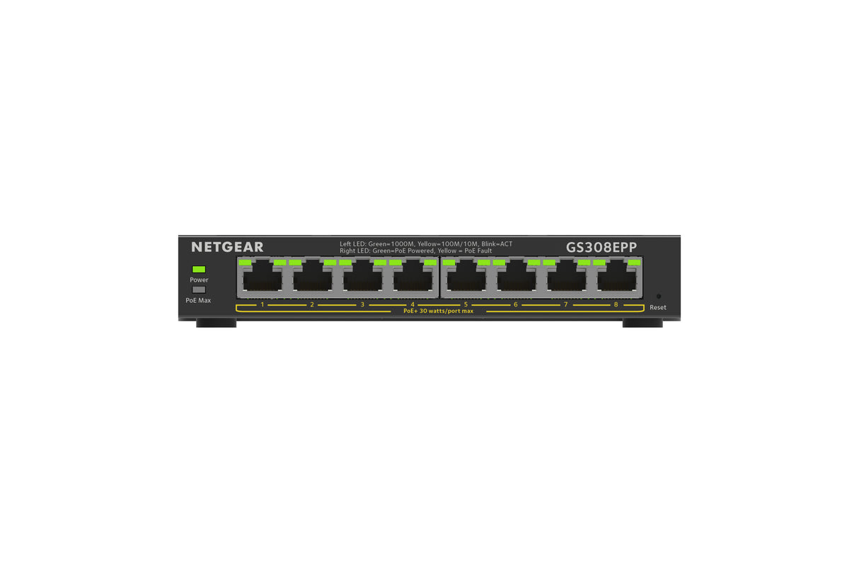 NETGEAR GS308EPP Managed L2/L3 Gigabit Ethernet (10/100/1000) Power over Ethernet (PoE) Black