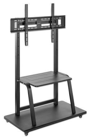 Manhattan TV & Monitor Mount, Trolley Stand, 1 screen, Screen Sizes: 37-100", Black, VESA 200x200 to 800x600mm, Max 150kg, Shelf and Base for Laptop or AV device, Height-adjustable to four levels: 862, 916, 970 and 1024mm, LFD, Lifetime Warranty