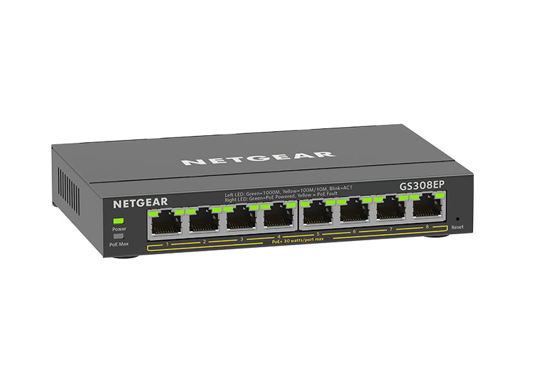 NETGEAR GS308EP Managed L2/L3 Gigabit Ethernet (10/100/1000) Power over Ethernet (PoE) Black