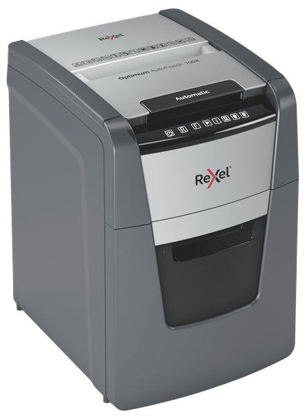 Rexel Optimum AutoFeed+ 100X paper shredder Cross shredding 55 dB 22 cm Black, Grey