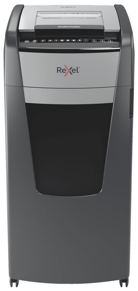 Rexel Optimum AutoFeed+ 600M paper shredder Micro-cut shredding 55 dB 23 cm Black, Silver