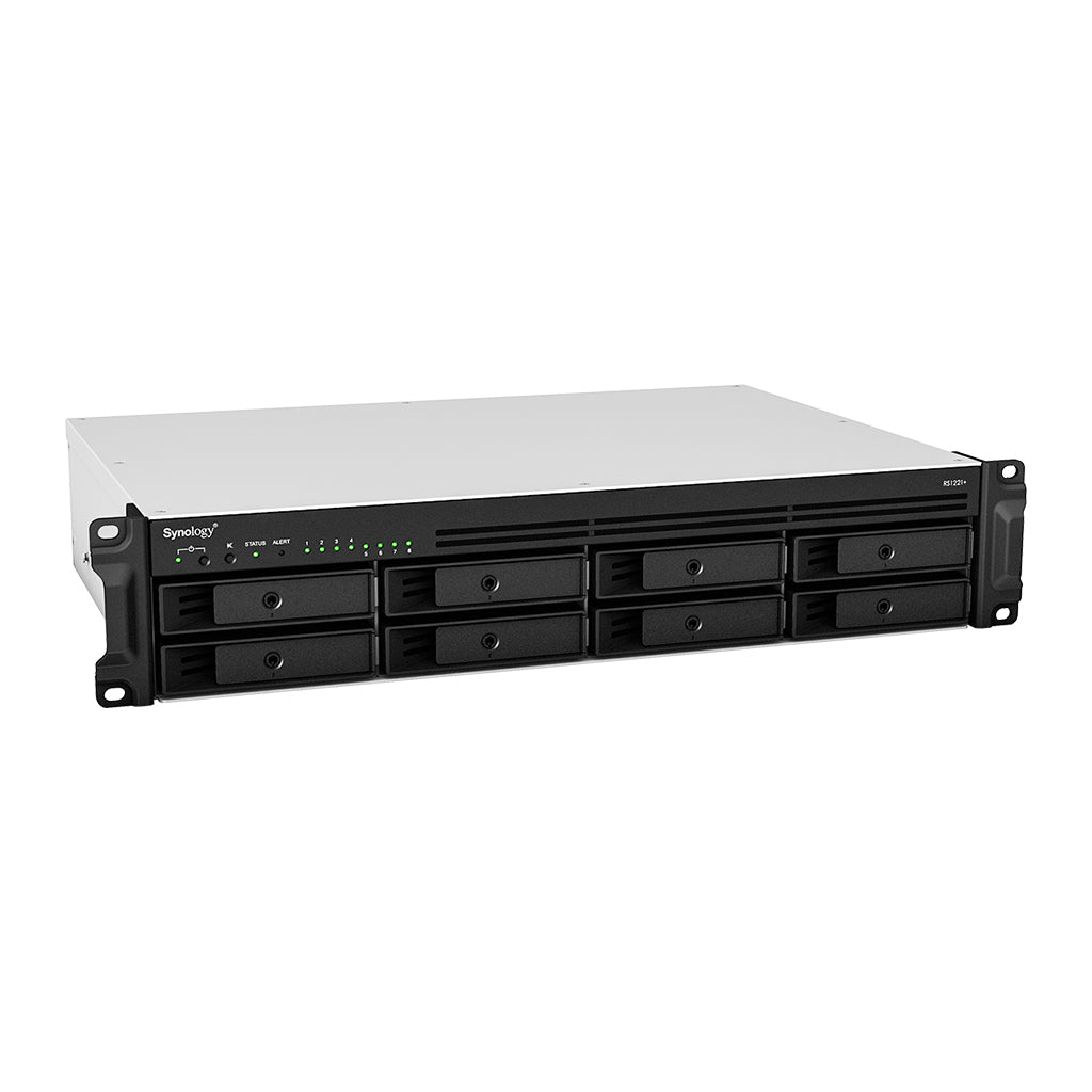 Synology RackStation RS1221RP+ NAS Rack (2U) AMD Ryzen V1500B 4 GB DDR4 128 TB HDD Aluminium, Black