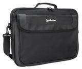 Manhattan Cambridge Laptop Bag 15.6", Clamshell Design, Black, LOW COST, Accessories Pocket, Document Compartment on Back, Shoulder Strap (removable), Equivalent to Targus TAR300, Notebook Case, Three Year Warranty