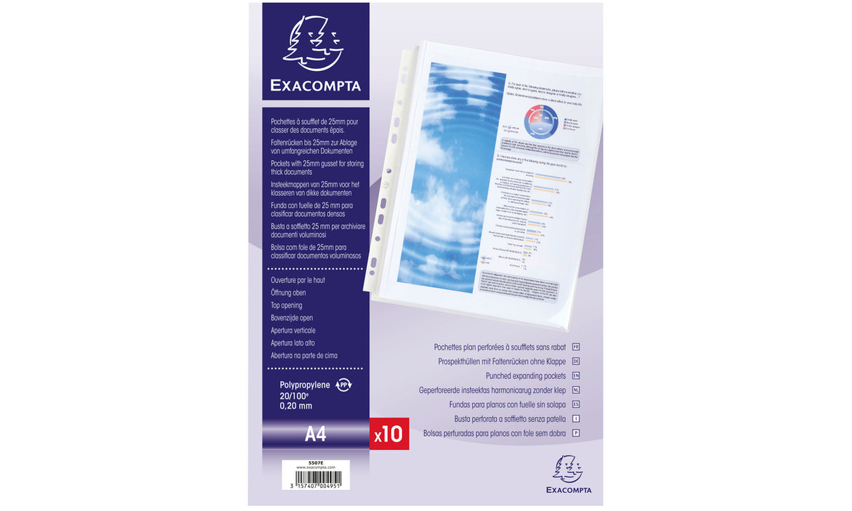 Exacompta 5507E sheet protector 210 x 297 mm (A4) Polypropylene (PP) 10 pc(s)