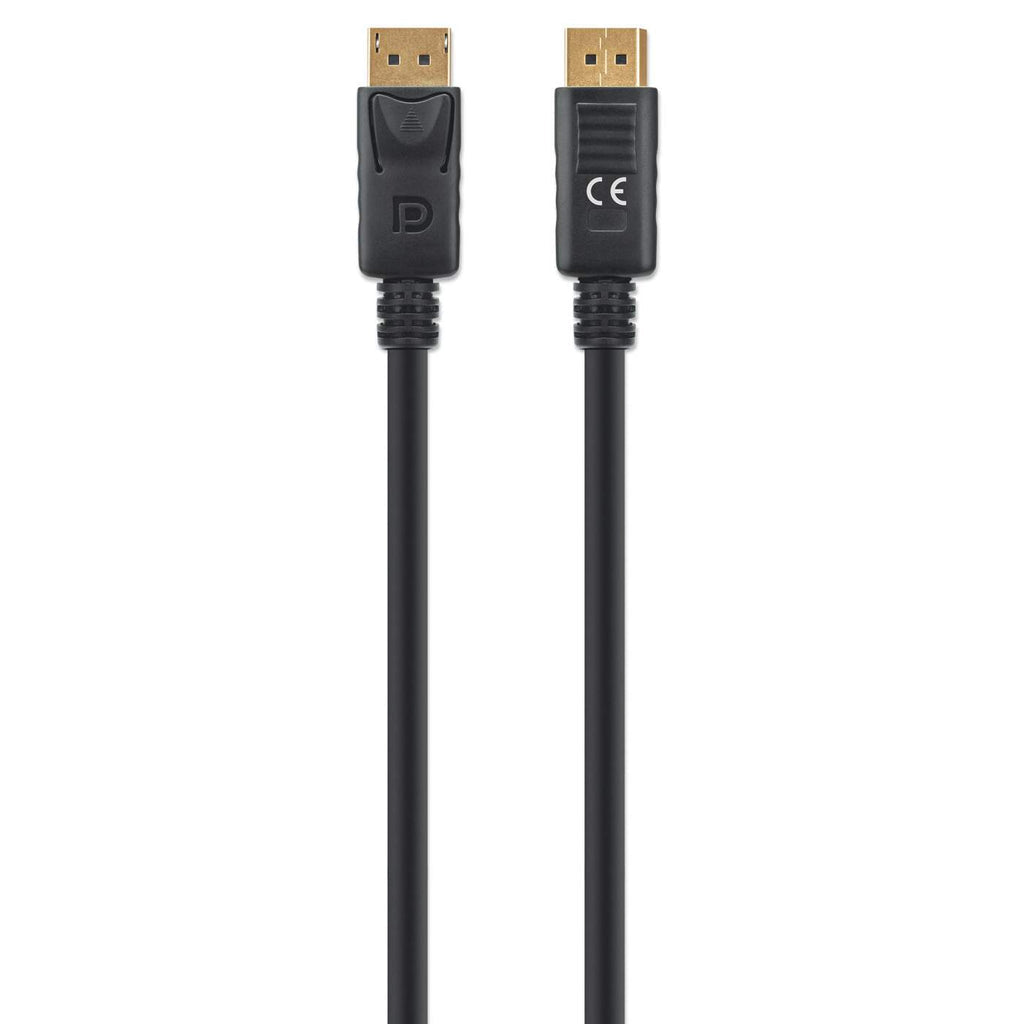 Manhattan DisplayPort 1.4 Cable, 8K@60hz, 1m, PVC Cable, Male to Male, Equivalent to DP14MM1M, With Latches, Fully Shielded, Black, Lifetime Warranty, Polybag