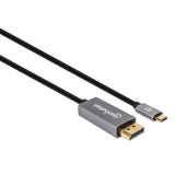 Manhattan USB-C to DisplayPort 1.4 Cable, 8K@60Hz, 2m, Male to Male, Black, Equivalent to CDP2DP146B (except 20cm longer), Three Year Warranty, Polybag