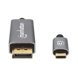 Manhattan USB-C to DisplayPort 1.4 Cable, 8K@60Hz, 2m, Male to Male, Black, Equivalent to CDP2DP146B (except 20cm longer), Three Year Warranty, Polybag