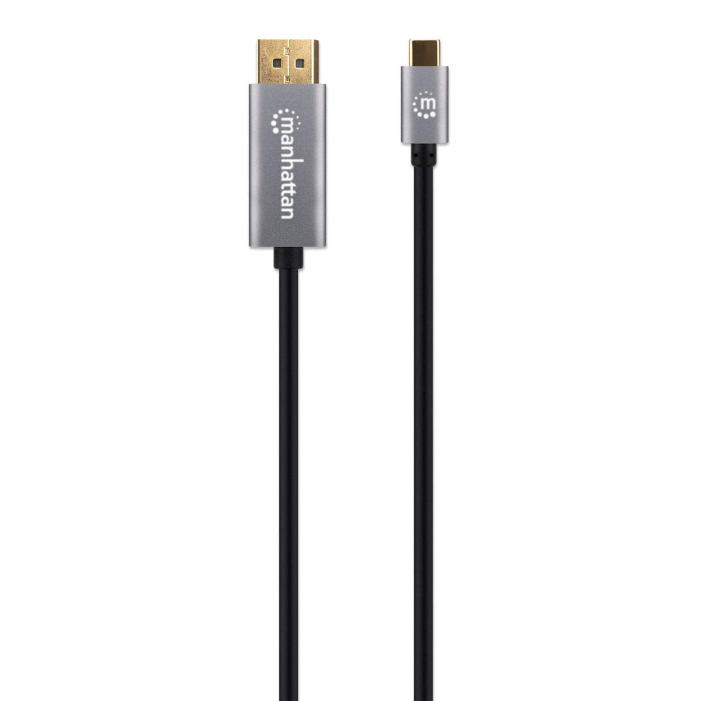 Manhattan USB-C to DisplayPort 1.4 Cable, 8K@60Hz, 2m, Male to Male, Black, Equivalent to CDP2DP146B (except 20cm longer), Three Year Warranty, Polybag