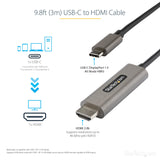 StarTech.com 10ft (3m) USB C to HDMI Cable 4K 60Hz w/HDR10 - Ultra HD USB Type-C to 4K HDMI 2.0b Video Adapter Cable - USB-C to HDMI HDR Monitor/Display Converter - DP 1.4 Alt Mode HBR3