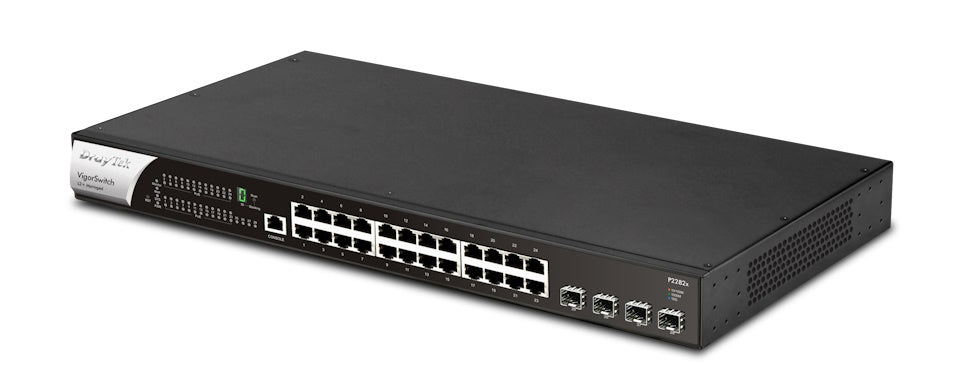 DrayTek VigorSwitch P2282x L2+ Managed 24-Port Gigabit PoE Switch with 4 x 10GbE SFP+ Ports and Power Backup Input