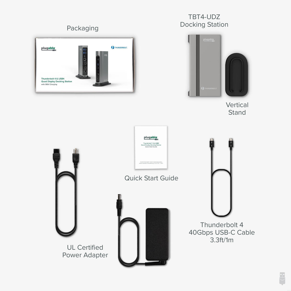 Plugable Technologies 16-in-1 Thunderbolt 4 Dock with 100W Charging, 4K Quad Monitor Setup for Thunderbolt 4 Windows Laptops, Thunderbolt Certified Dock with 2x HDMI, 2x DisplayPort, 2.5G Ethernet, 7x USB, SD