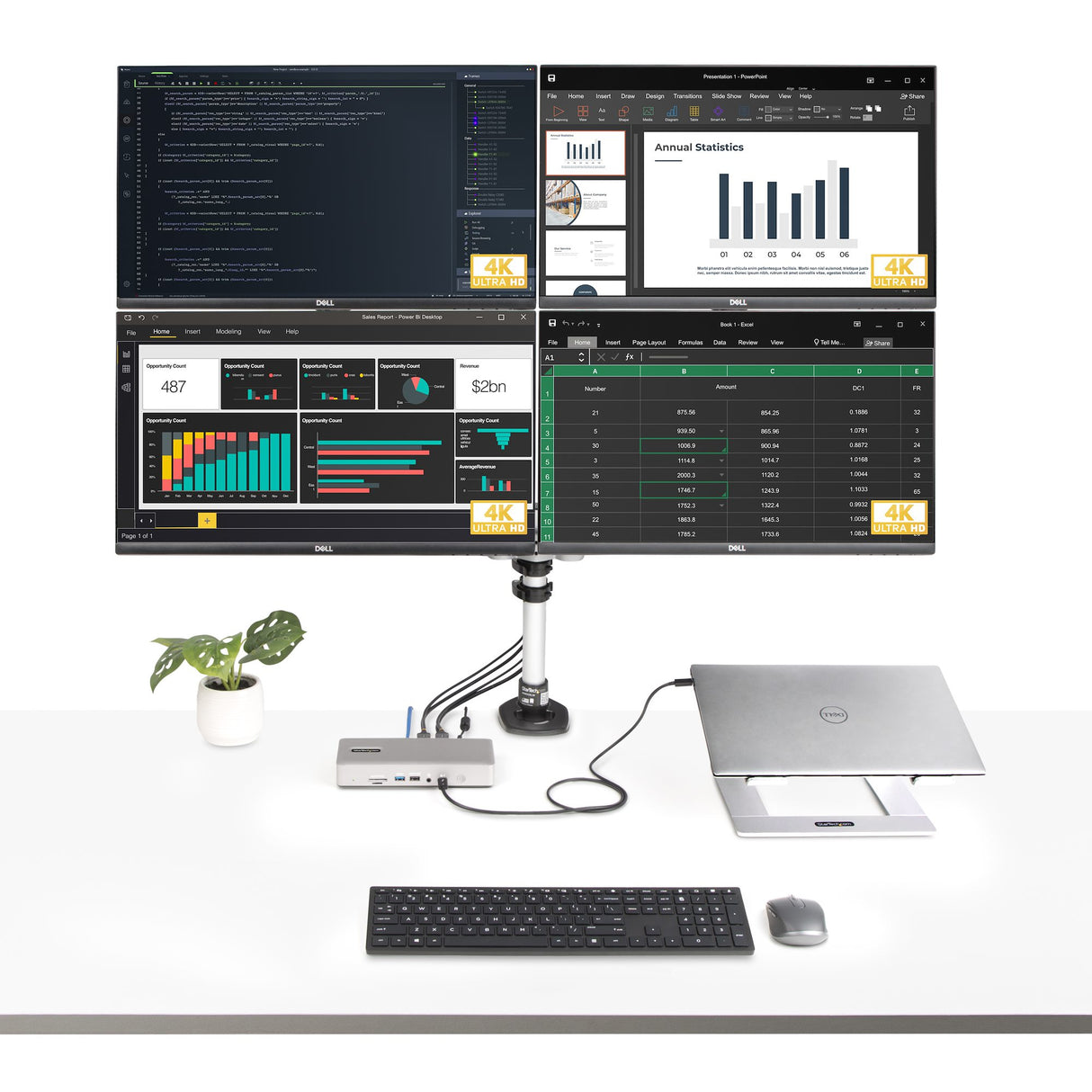 StarTech.com Thunderbolt 4 Multi-Display Docking Station, Quad/Triple/Dual Monitor Dock - 2x HDMI/2x DisplayPort, 7x USB Hub, 2.5Gb Ethernet, 98W Power Delivery