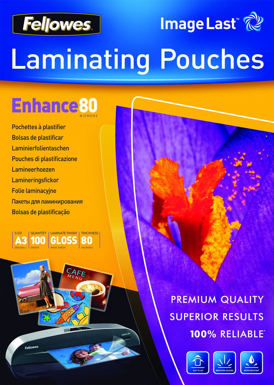 Fellowes ImageLast A3 80 Micron Laminating Pouch - 100 pack