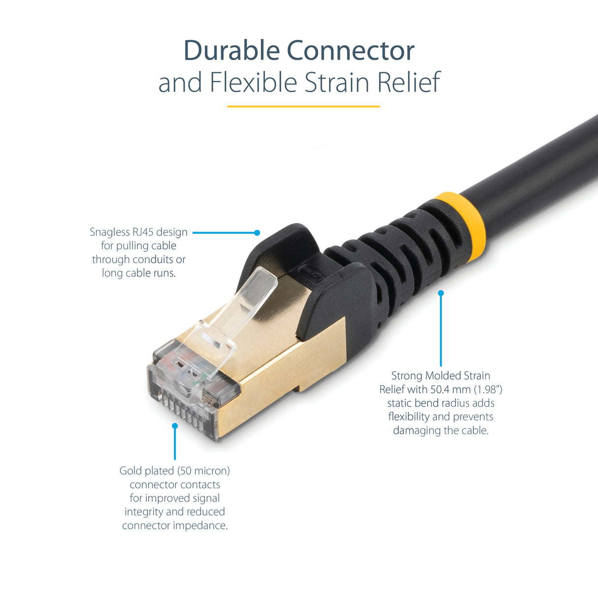 StarTech.com 10m CAT6a Ethernet Cable - 10 Gigabit Shielded Snagless RJ45 100W PoE Patch Cord - 10GbE STP Network Cable w/Strain Relief - Black Fluke Tested/Wiring is UL Certified/TIA