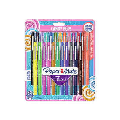 Papermate Flair Candy Pop Capped gel pen Medium Multicolour 24 pc(s)