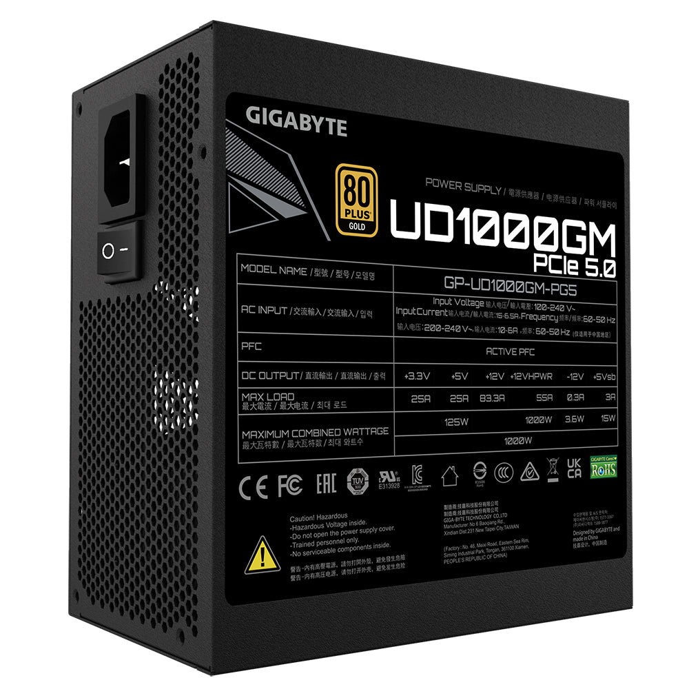 Gigabyte UD1000GM PG5 power supply unit 1000 W 20+4 pin ATX ATX Black