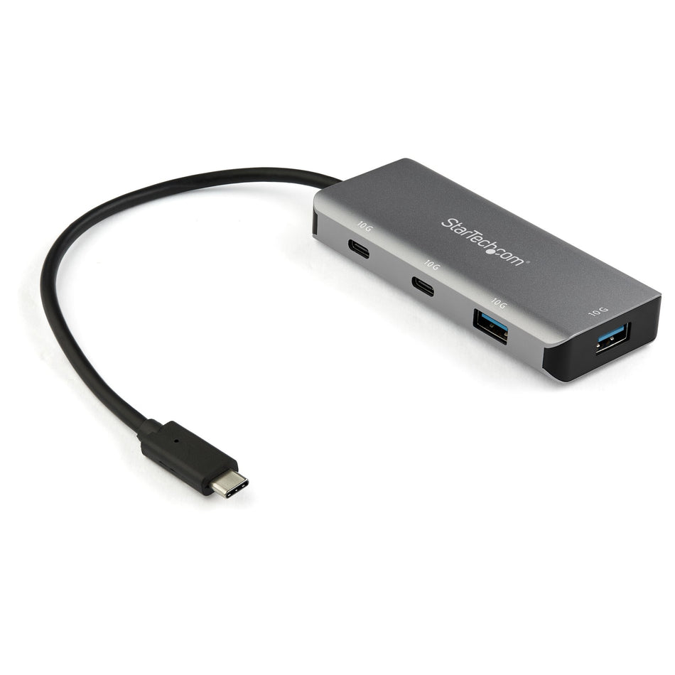 StarTech.com 4 Port USB C Hub w/ 2x USB A & 2x USB C - SuperSpeed 10Gbps USB Type-C 3.1/3.2 Gen 2 Hub - USB Bus Powered - Portable USB-C to USB Adapter Hub - Aluminum - 25cm(9.8") Cable~4 Port USB C Hub w/ 2x USB A & 2x USB C - SuperSpeed 10Gbps USB Type-