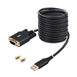 StarTech.com 10ft (3m) USB to Serial Adapter Cable, COM Retention, Interchangeable Screws/Nuts, USB-A to DB9 RS232, FTDI IC, ESD Protection, Windows/macOS/Linux