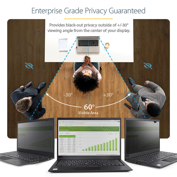 StarTech.com 15.6-inch 16:9 Gold Laptop Privacy Screen, Reversible Filter w/Enhanced Privacy, Computer Security Filter, Removable Screen Protector/Shield, +/- 30 Deg.