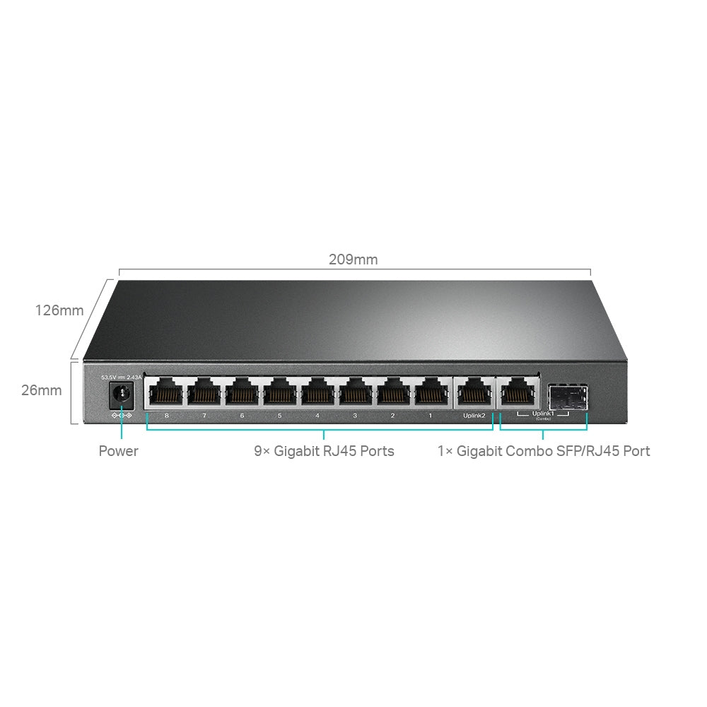 TP-Link 10-Port Gigabit Easy Smart Switch with 8-Port PoE+