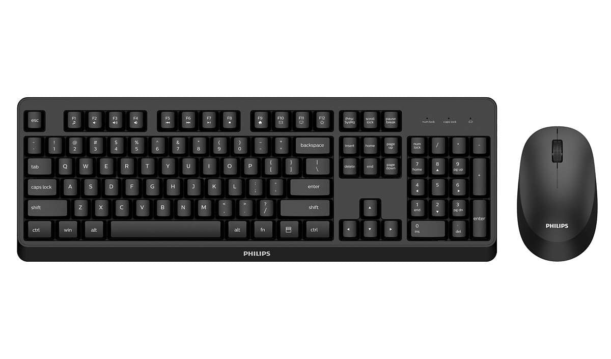 Philips 3000 series SPT6307BL/40 keyboard Mouse included Universal RF Wireless QWERTY English Black