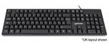 Manhattan Keyboard UK USB Wired, Standard Qwerty layout, Black, Full Size Keys, Cable 1.5m, USB-A connection, Plug and Play, Three Year Warranty, Retail Boxed